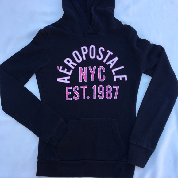 Aeropostale Girls Dark Blue 1987 Classic Pullover Graphic Hoodie - Picture 15 of 15